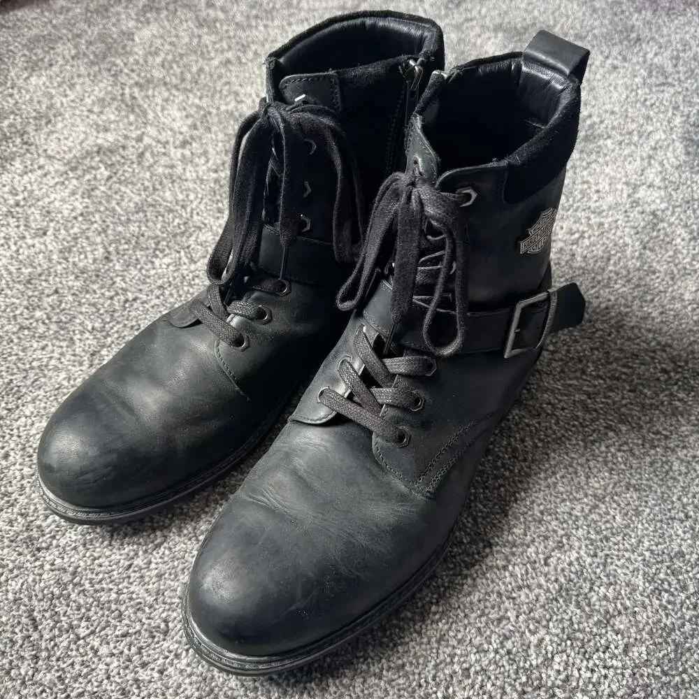 Harley Davidson D93576 Black Leather Motorcycle Engineer Boots Men’s 10.5